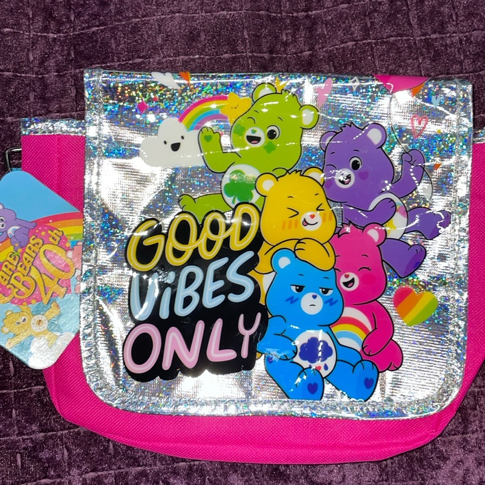 CARE BEARS 40th Anniversary Collectable purse Pibk and Blue NEW NWT